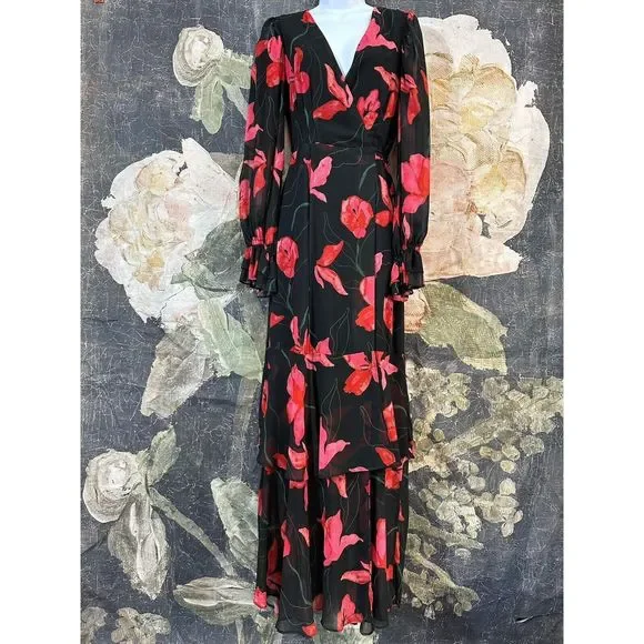 New Anthropologie x Hutch Valentina Floral Wrap Maxi Dress Size Small - Picture 4 of 7